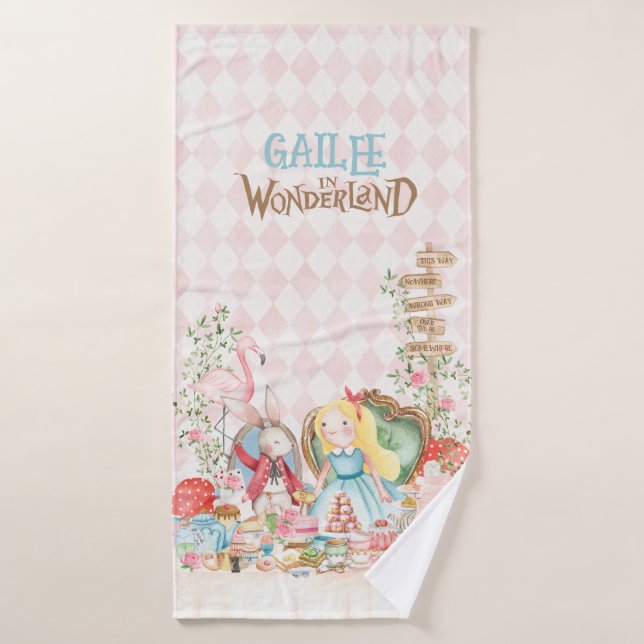 Alice Adventures in Woderland Birthday Tea Party Bath Towel (Bath Towel)