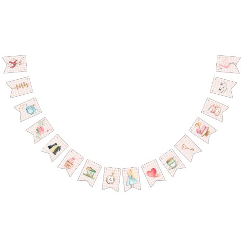 Alice Adventures in Woderland Birthday Tea Party Bunting Flags