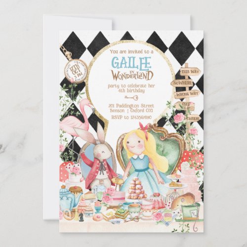 Alice Adventures in Woderland Birthday Tea Party Invitation