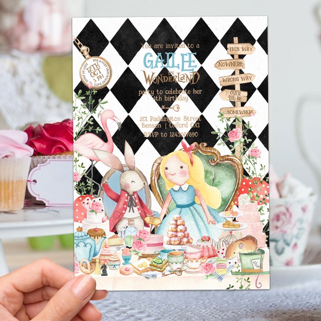 Alice Adventures in Woderland Birthday Tea Party Invitation (Creator Uploaded)