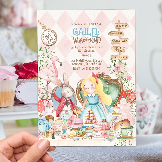 Alice Adventures in Woderland Birthday Tea Party Invitation (Creator Uploaded)