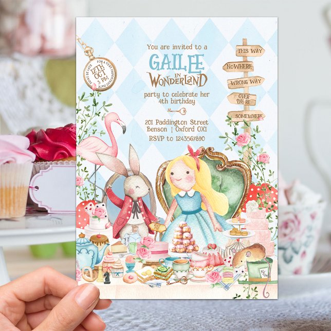 Alice Adventures in Woderland Birthday Tea Party Invitation (Creator Uploaded)