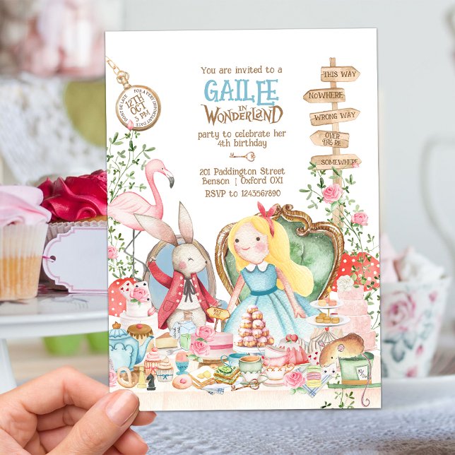 Alice Adventures in Woderland Birthday Tea Party Invitation (Creator Uploaded)