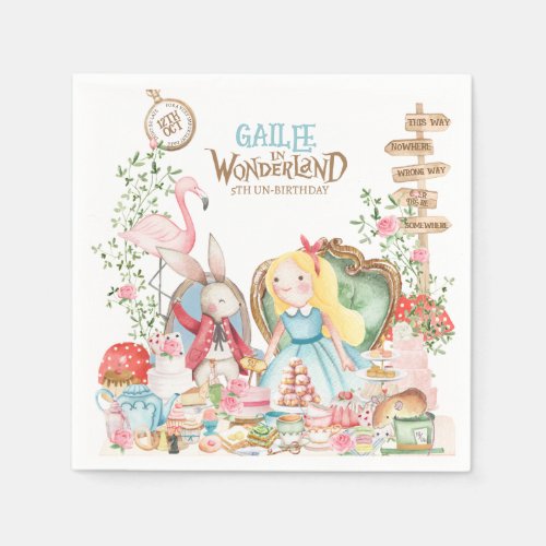 Alice Adventures in Woderland Birthday Tea Party Napkins