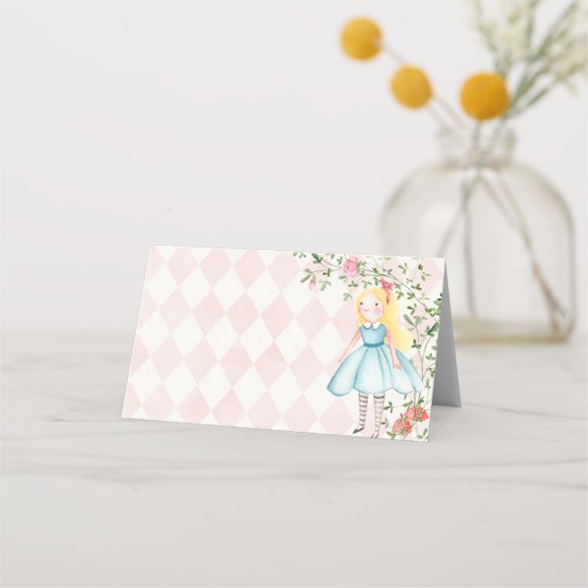 Alice Adventures in Woderland Birthday Tea Party Place Card (Front)