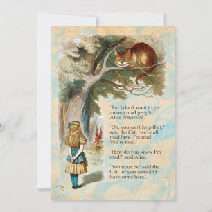 Alice Adventures in Wonderland Cheshire Cat Invitation
