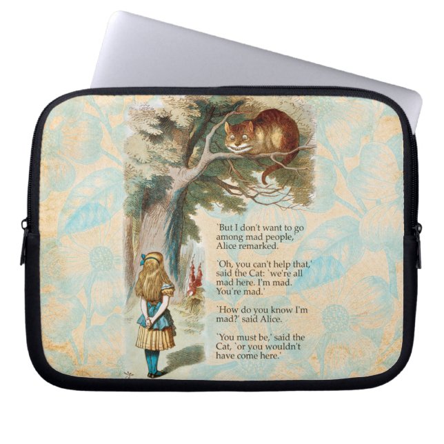 Alice Adventures in Wonderland Cheshire Cat Laptop Sleeve (Front)