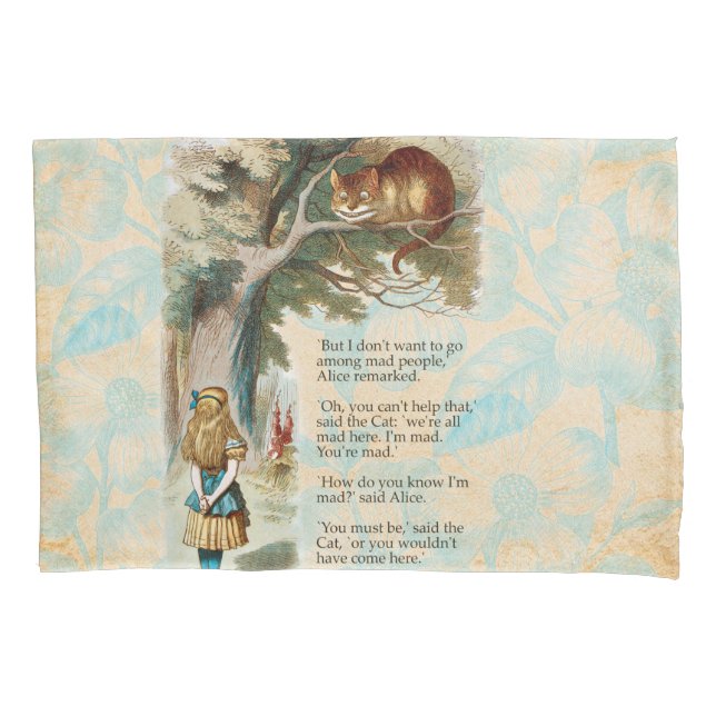 Alice Adventures in Wonderland Cheshire Cat Pillow Case (Front)