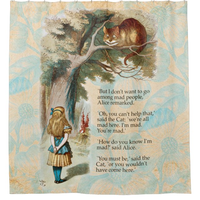 Alice Adventures in Wonderland Cheshire Cat Shower Curtain (Front)