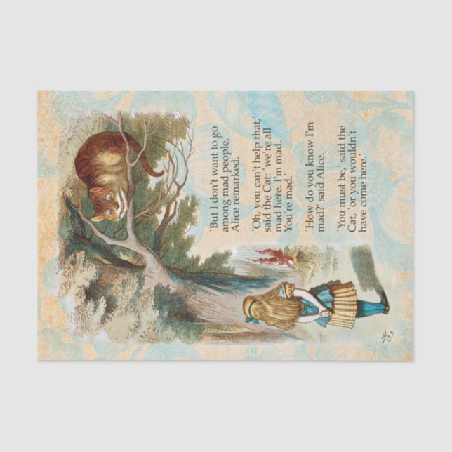 Alice Adventures in Wonderland Cheshire Cat Tissue Paper (Front)