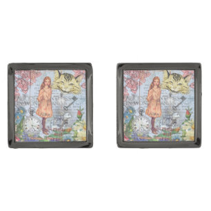 Alice Adventures in Wonderland Classic Rackham Gunmetal Finish Cufflinks