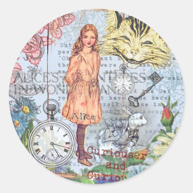 Alice Adventures in Wonderland Classic Rackham Round Sticker (Front)