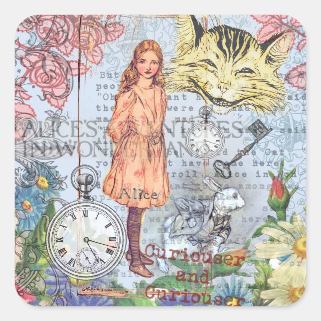Alice Adventures in Wonderland Classic Rackham Square Sticker (Front)