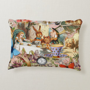 Alice Adventures in Wonderland Tea Party Art Accent Pillow