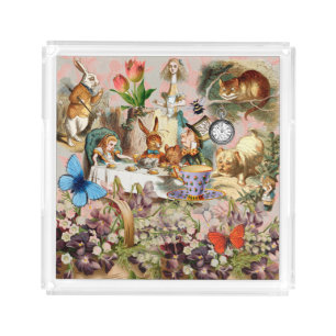 Alice Adventures in Wonderland Tea Party Art Acrylic Tray