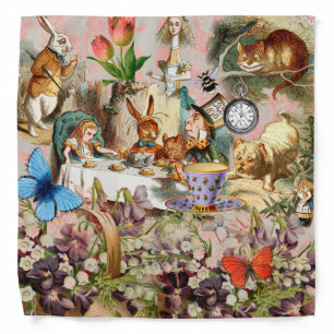 Alice Adventures in Wonderland Tea Party Art Bandana
