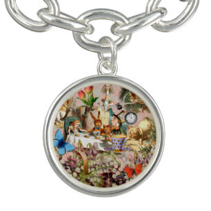 Alice Adventures in Wonderland Tea Party Art Bracelet