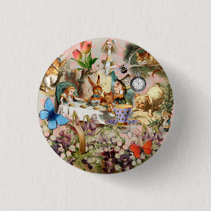 Alice Adventures in Wonderland Tea Party Art Button