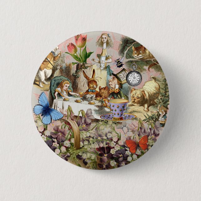 Alice Adventures in Wonderland Tea Party Art Button (Front)
