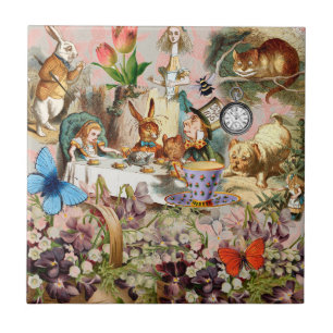 Alice Adventures in Wonderland Tea Party Art Ceramic Tile