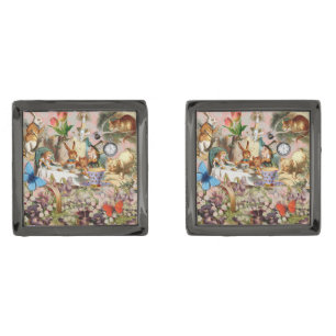 Alice Adventures in Wonderland Tea Party Art Cufflinks