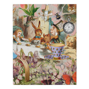 Alice Adventures in Wonderland Tea Party Art Faux Canvas Print