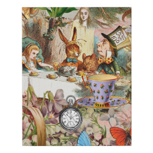 Alice Adventures in Wonderland Tea Party Art Faux Canvas Print