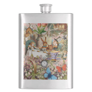 Alice Adventures in Wonderland Tea Party Art Flask