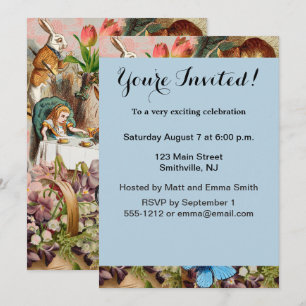 Alice Adventures in Wonderland Tea Party Art Invitation