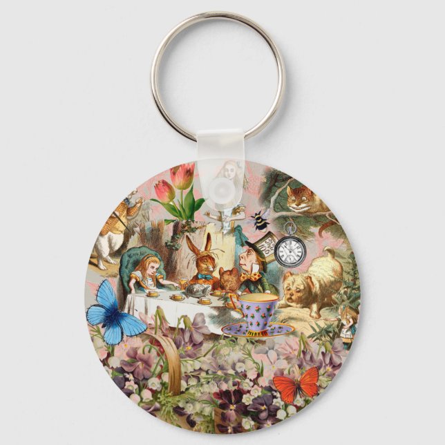 Alice Adventures in Wonderland Tea Party Art Keychain (Front)