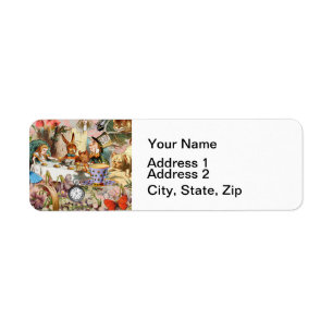Alice Adventures in Wonderland Tea Party Art Label