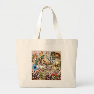 Alice Adventures in Wonderland Tea Party Art Large Tote Bag