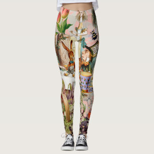 Alice Adventures in Wonderland Tea Party Art Leggings