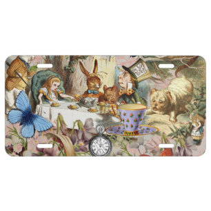 Alice Adventures in Wonderland Tea Party Art License Plate