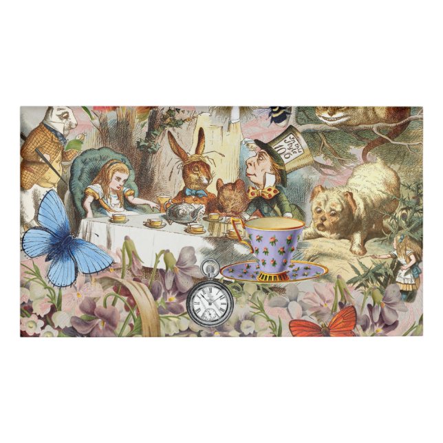 Alice Adventures in Wonderland Tea Party Art Name Tag (Front)