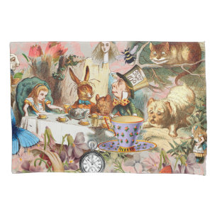 Alice Adventures in Wonderland Tea Party Art Pillow Case