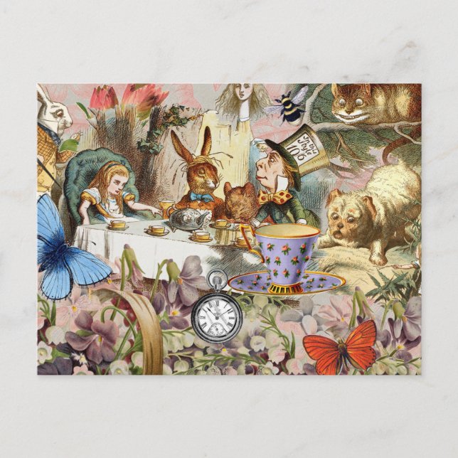 Alice Adventures in Wonderland Tea Party Art Postcard (Front)
