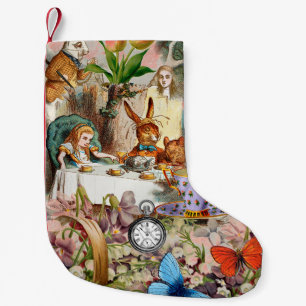 Alice Adventures in Wonderland Tea Party Art Small Christmas Stocking