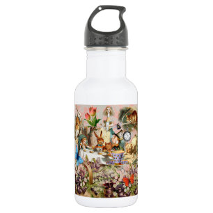 Alice Adventures in Wonderland Tea Party Art Stainless Steel Water Bottle