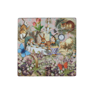 Alice Adventures in Wonderland Tea Party Art Stone Magnet
