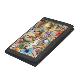 Alice Adventures in Wonderland Tea Party Art Tri-fold Wallet