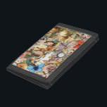 Alice Adventures in Wonderland Tea Party Art Trifold Wallet<br><div class="desc">Step into the whimsical chaos of the Mad Tea Party with this enchanting design, featuring classic illustrations directly from Lewis Carroll's beloved 1800s book, "The Nursery Alice." This vibrant collage brings together iconic characters: Alice, the Mad Hatter, and the White Rabbit, who are central to the chaotic tea gathering, surrounded...</div>