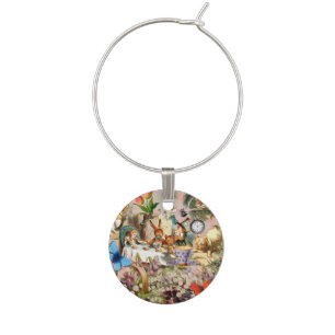 Alice Adventures in Wonderland Tea Party Art Wine Charm