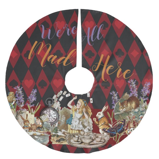 Alice Adventures with Wonderland Mad Cheshire Cat Brushed Polyester Tree Skirt (Front)