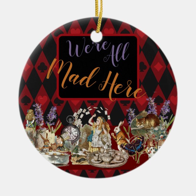 Alice Adventures with Wonderland Mad Cheshire Cat Ceramic Ornament (Front)