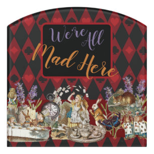 Alice Adventures with Wonderland Mad Cheshire Cat Door Sign