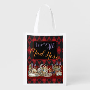 Alice Adventures with Wonderland Mad Cheshire Cat Grocery Bag