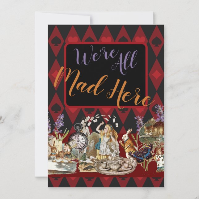Alice Adventures with Wonderland Mad Cheshire Cat Holiday Card (Front)