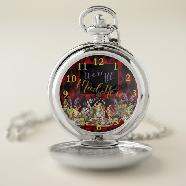 Alice Adventures with Wonderland Mad Cheshire Cat Pocket Watch (Inside)