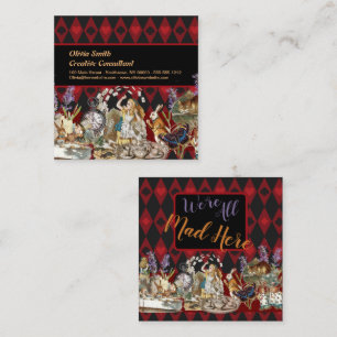 Alice Adventures with Wonderland Mad Cheshire Cat Square Business Card